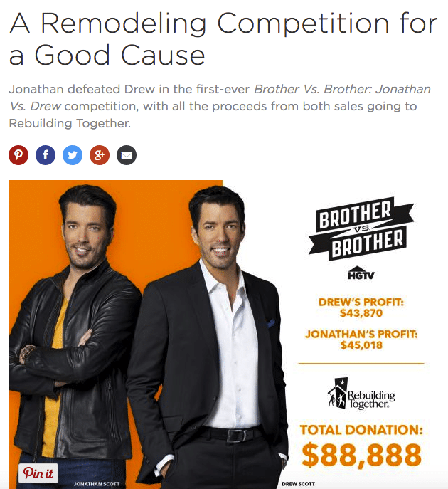 HGTV's Property Brothers Compete for a Cause