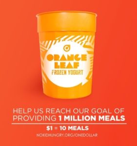 Orange Leaf Frozen Yogurt Cause Marketing Promotion for Share Our Strength No Kid Hungry