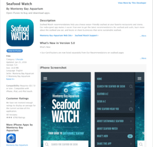 Seafood Watch app developed by Monterey Bay Aquarium